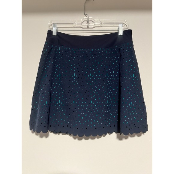 Title nine Pants - Title Nine Women's M Nimblene Illusion Navy Teal Laser Cut Skort Pickleball Golf